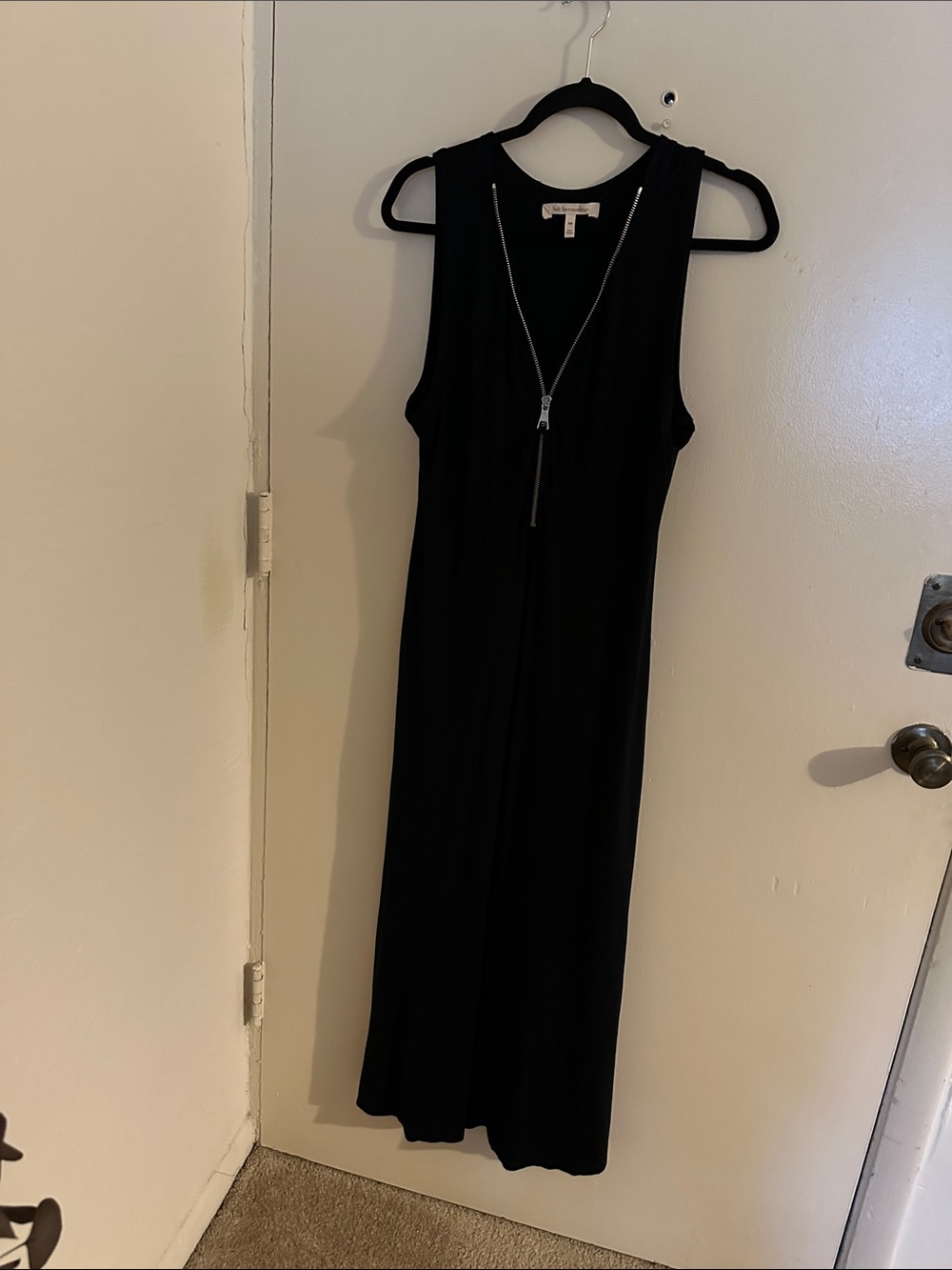 Soft Surroundings Black with Zipper Maxi Dress Size PM
